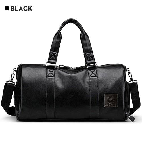 Men's Black handbag Travel Bag Waterproof Leather